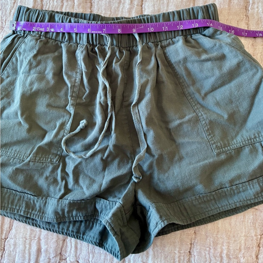 Lily Clothing 100% Cotton Drawstring Shorts, Olive Green, Size XL - Picture 4 of 9